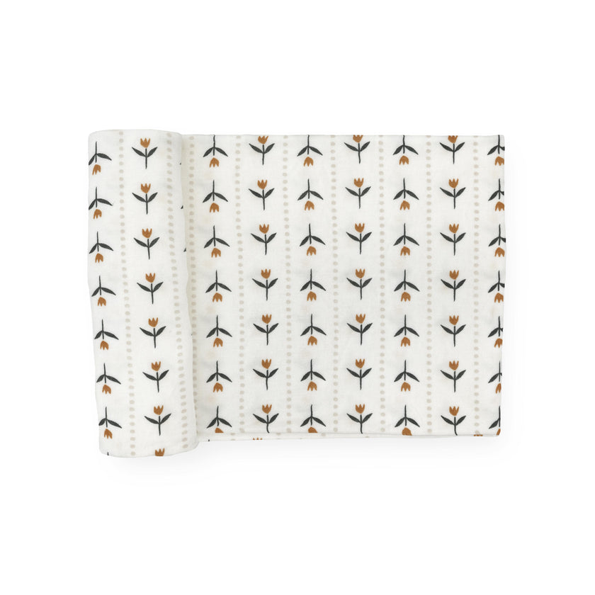 Stretch Knit Swaddle Blanket - Tulip Stripe