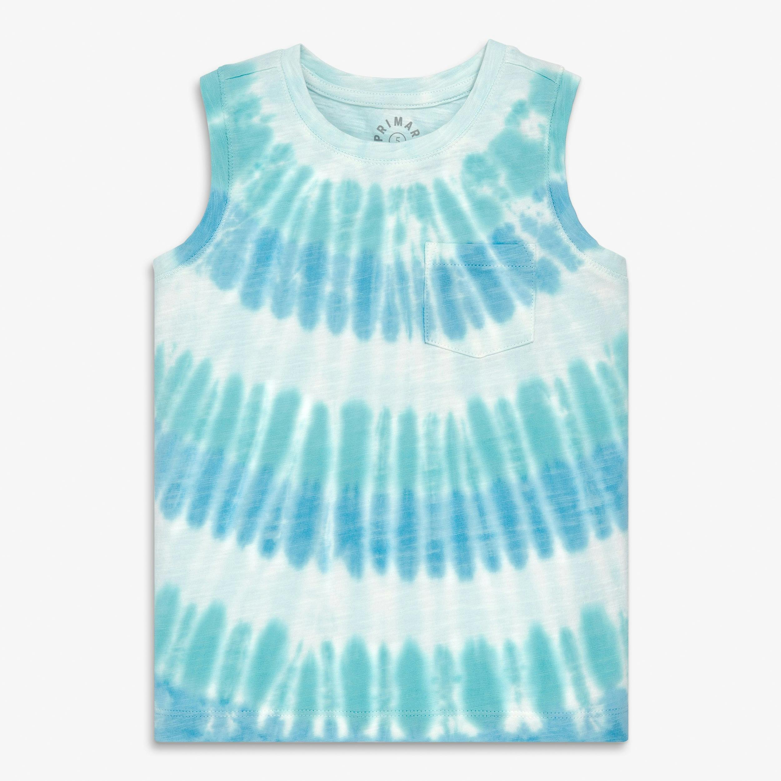 Kids pocket tank in tie-dye