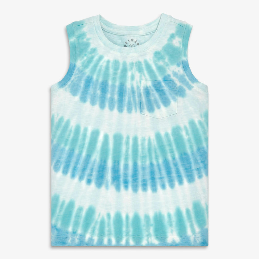 Kids pocket tank in tie-dye