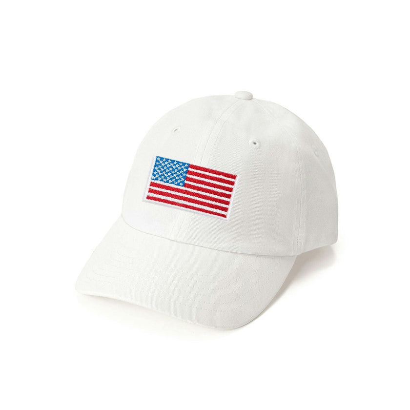 American Flag Patch Baseball Hat - White
