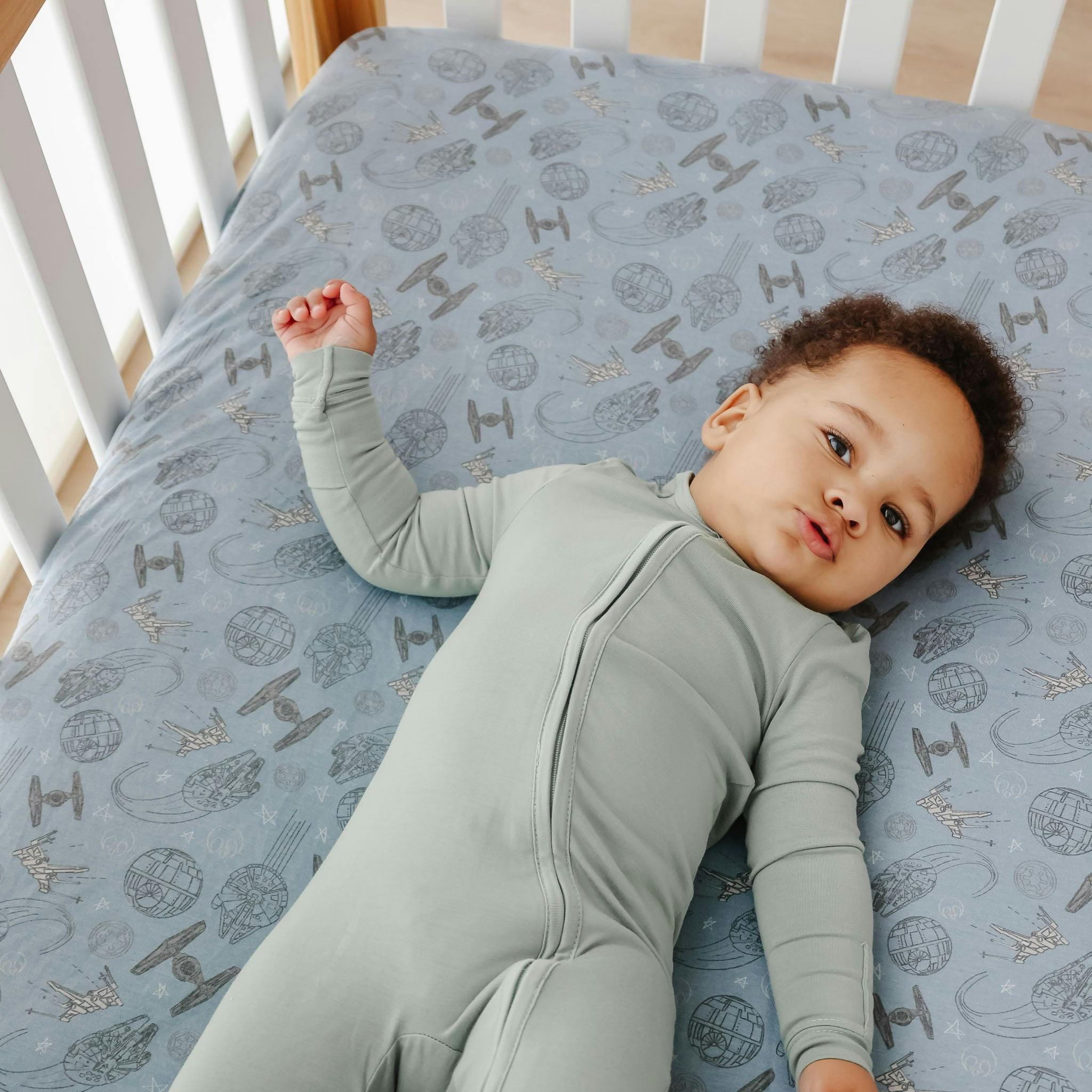 Premium Knit Fitted Crib Sheet - Starships