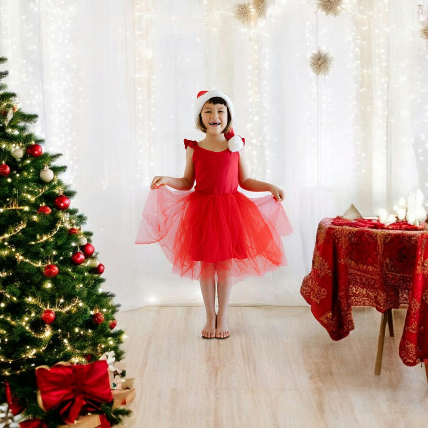 Red Elf Holiday Dress for Kids – Christmas Party Outfit -  Eco-friendly stocking stuffer