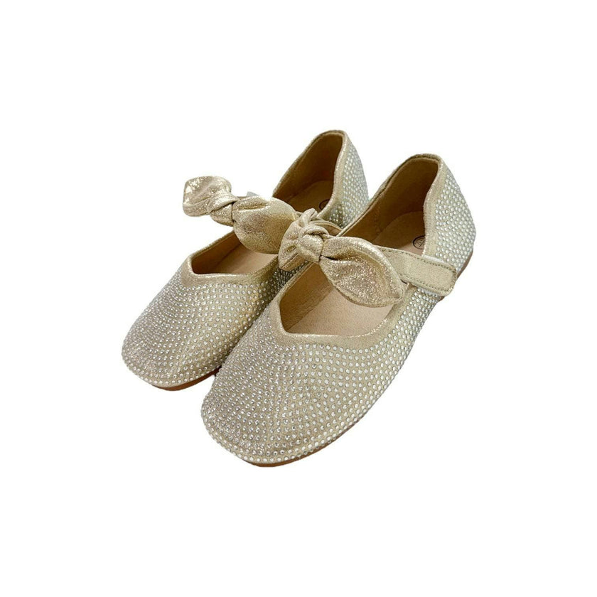 Gold Crystal Bow Ballet Flat