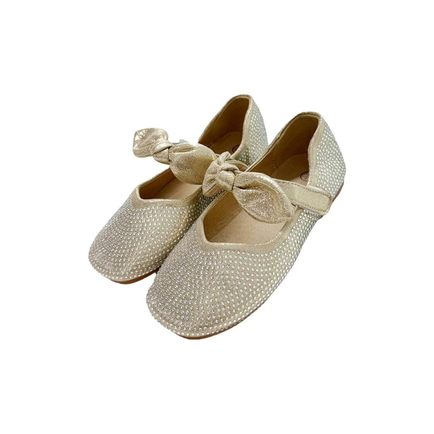 Gold Crystal Bow Ballet Flat