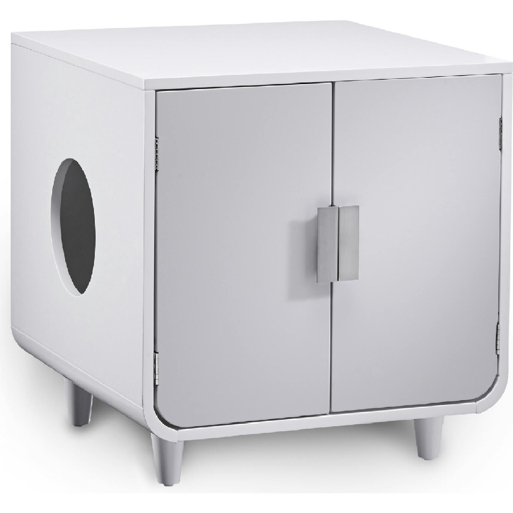 Dyad Mid Century Wooden Litter Box Cabinet and Side Table