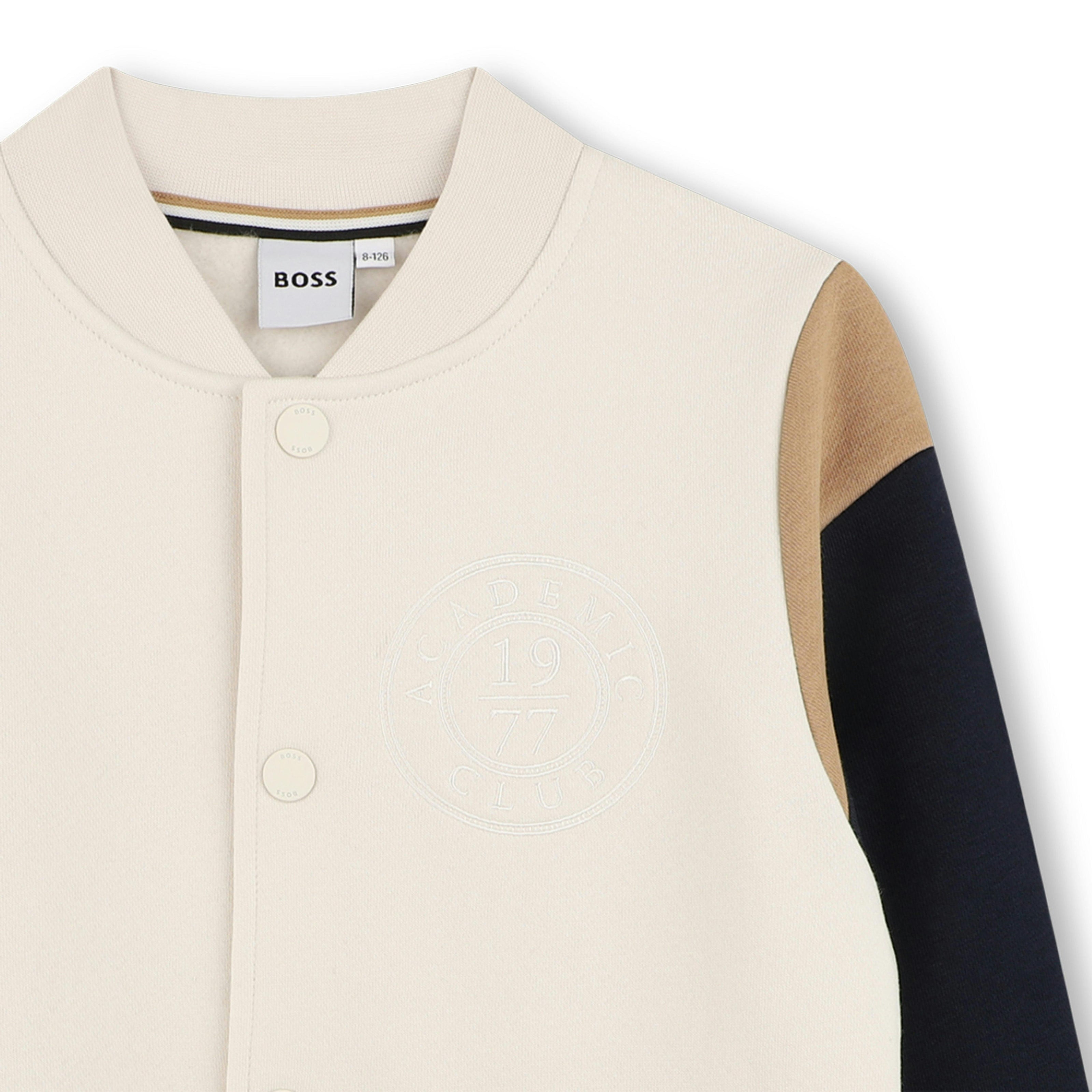 Ivory Varsity-Style Cardigan Jacket