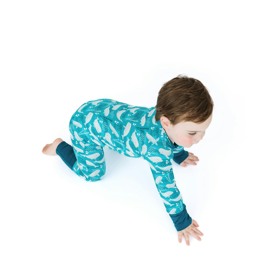 Beluga Whale Bamboo Convertible Footie Romper