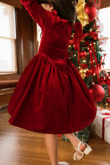 Mini Vera June Dress in Poinsettia Velvet