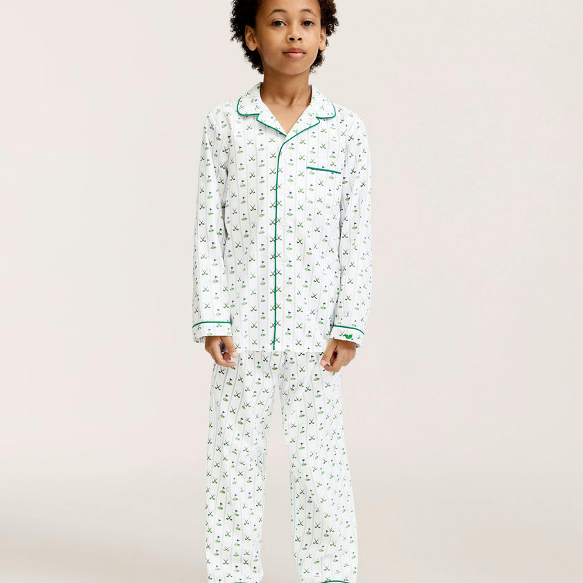 Kid's Twill Pajama Set in Fairway Stripe