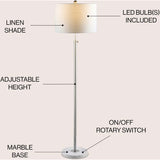 June 65" Adjustable Metal/Marble LED Floor Lamp