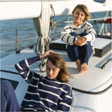 Women's Navy And Cream Wide Stripe Knit Sweater