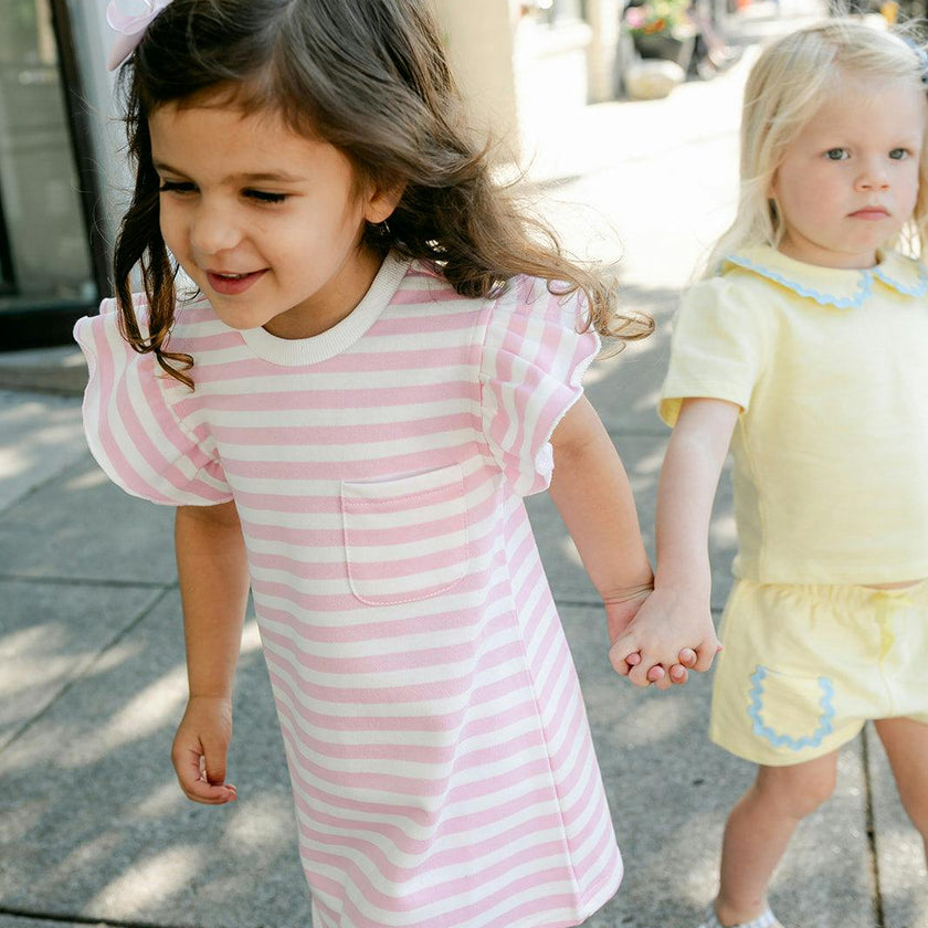 Lottie Dress - Pink & White Stripe