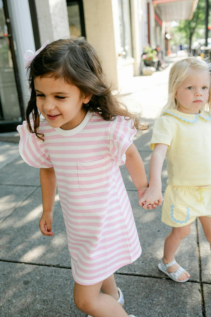 Lottie Dress - Pink & White Stripe