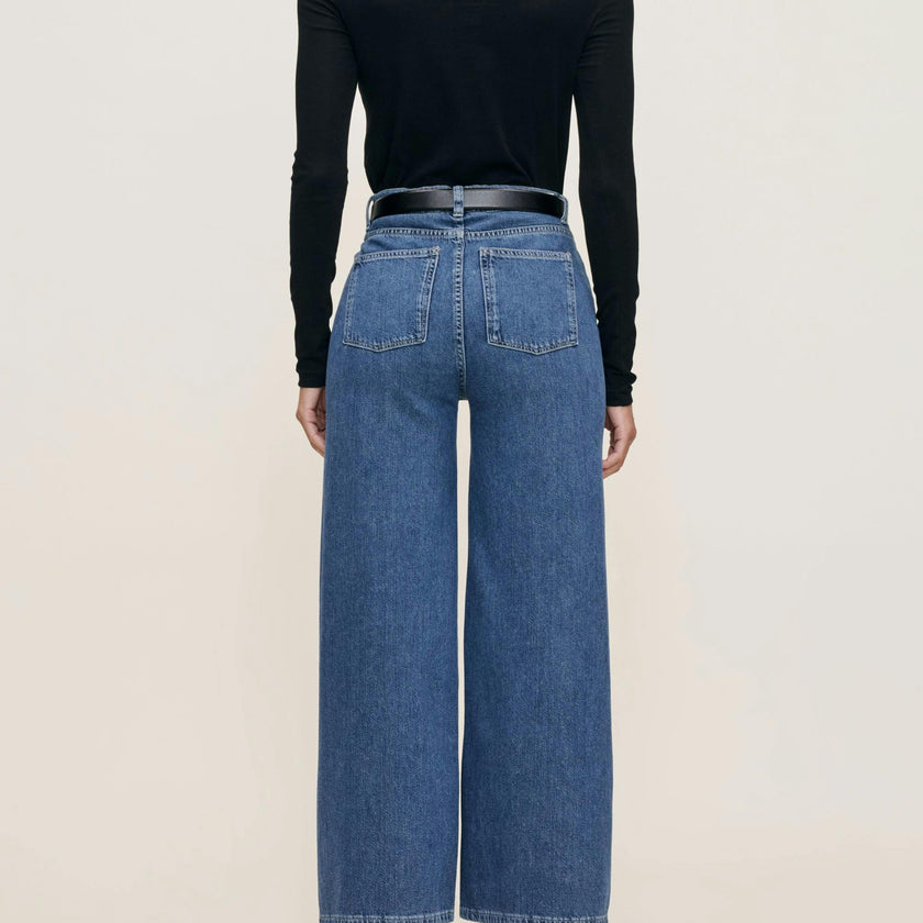 Hepburn Wide Leg High Rise Ankle Jeans Del Ray