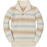 Organic Mock Neck Stripe Sweater, Beige