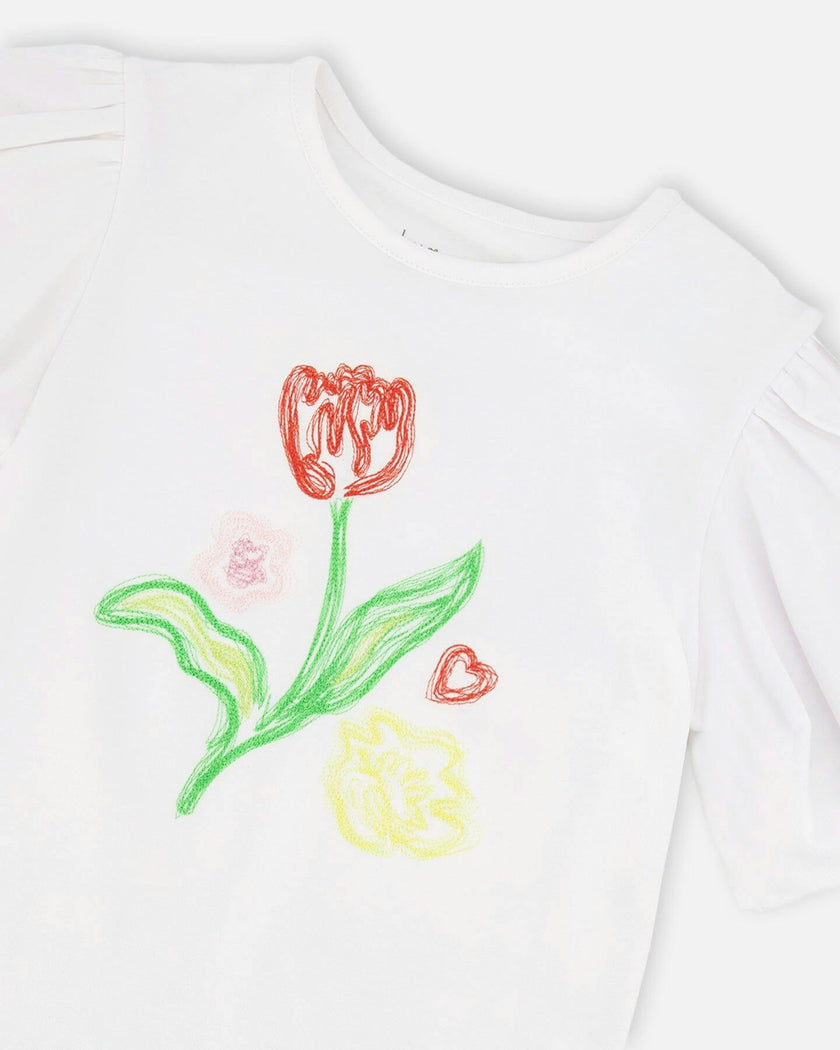 Organic Cotton Jersey Top With Embroidery