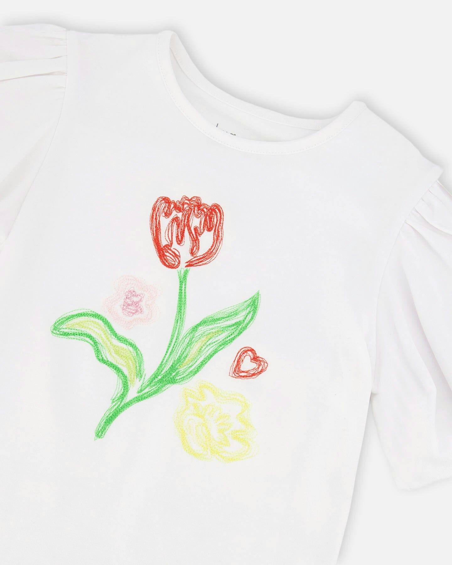 Organic Cotton Jersey Top With Embroidery