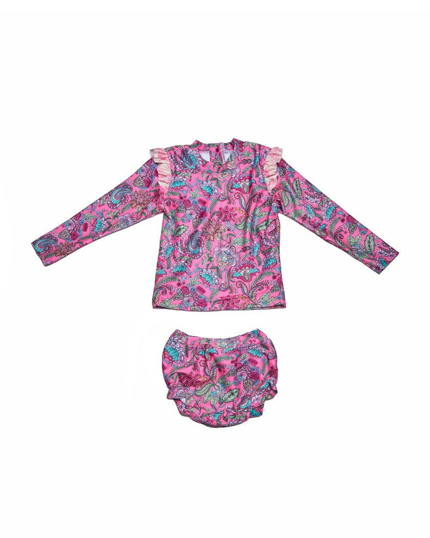 Baby Girl Swim Set – Long Sleeve & Frill Bottoms (Liberty)