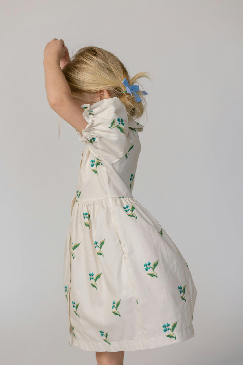 Charlotte Dress in Flame Stitch Floral