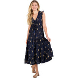 Women's Luxe Giselle Maxi Dress Silk Dupioni, Navy