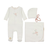 Heirloom Blossom Layette Set Ivory & Pink