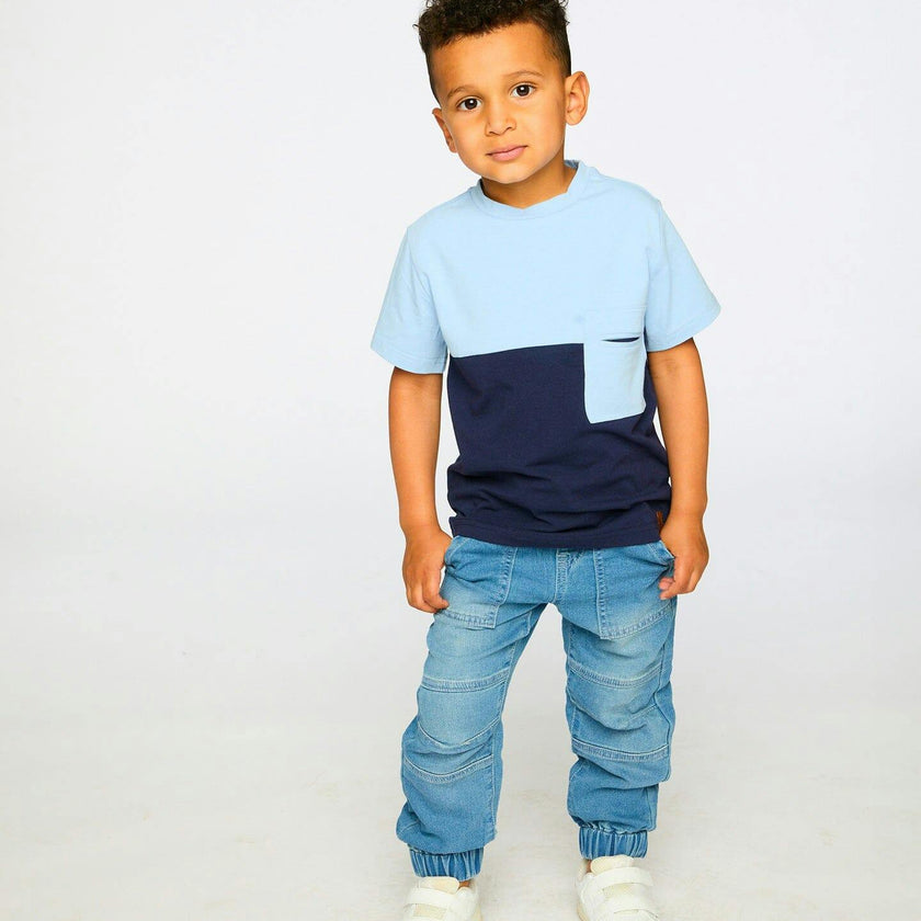Organic Cotton Colorblock Jersey T-Shirt With Chest Pocket