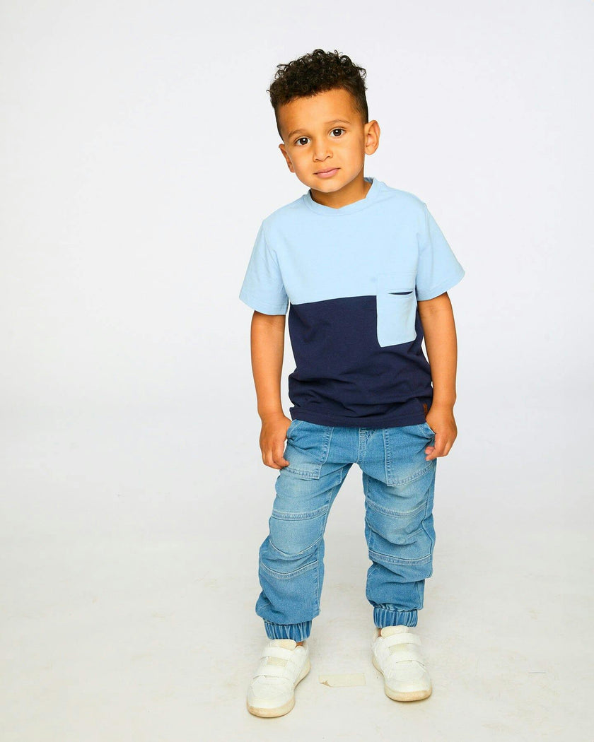 Organic Cotton Colorblock Jersey T-Shirt With Chest Pocket