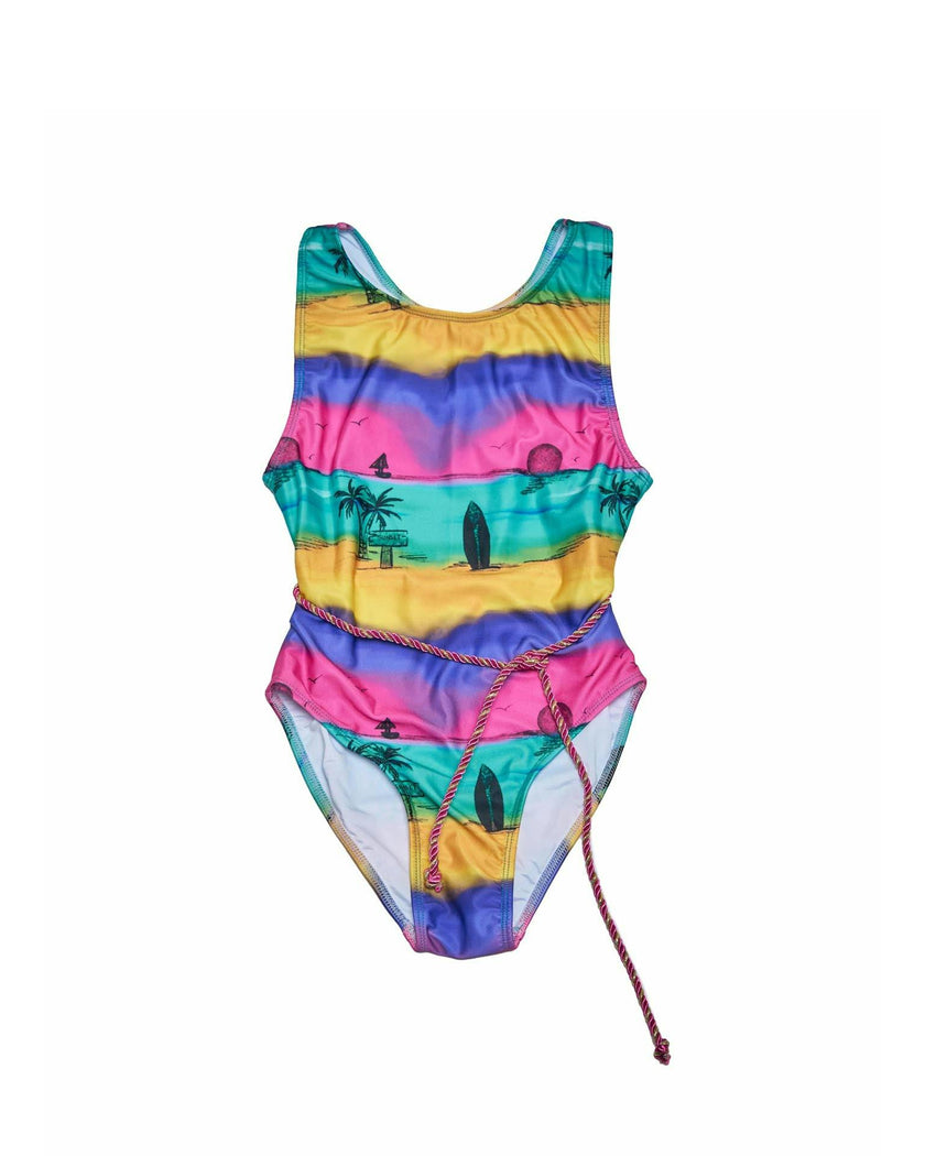 T-Back Belted One Piece (Camp Cove Print)