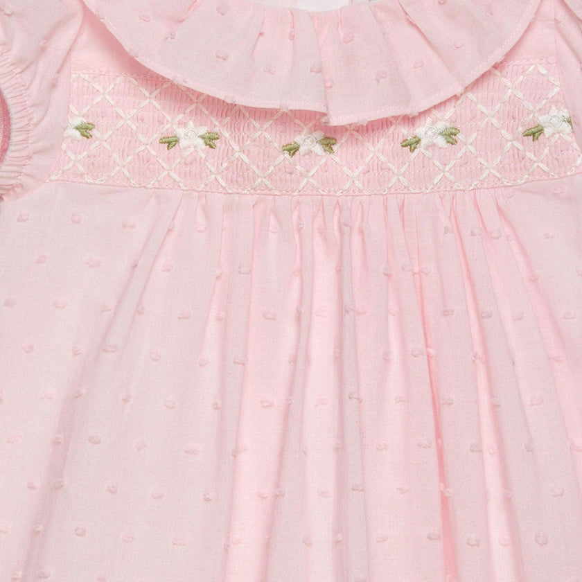 Baby My First Smocked Dress in Pale Pink Flowers