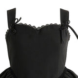 Black Belgata Lace Trim Flared Dress