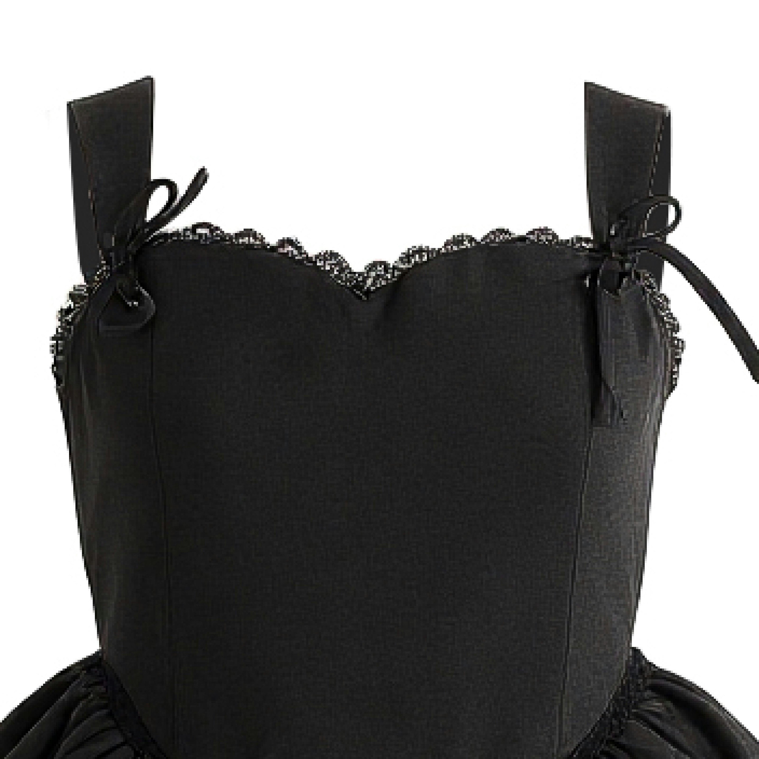 Black Belgata Lace Trim Flared Dress