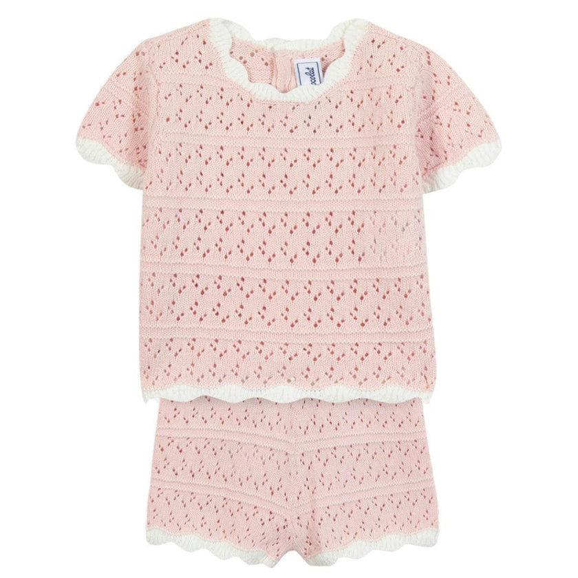 TARTINE ET CHOCOLAT Light Knit Baby Set - Rose Pale