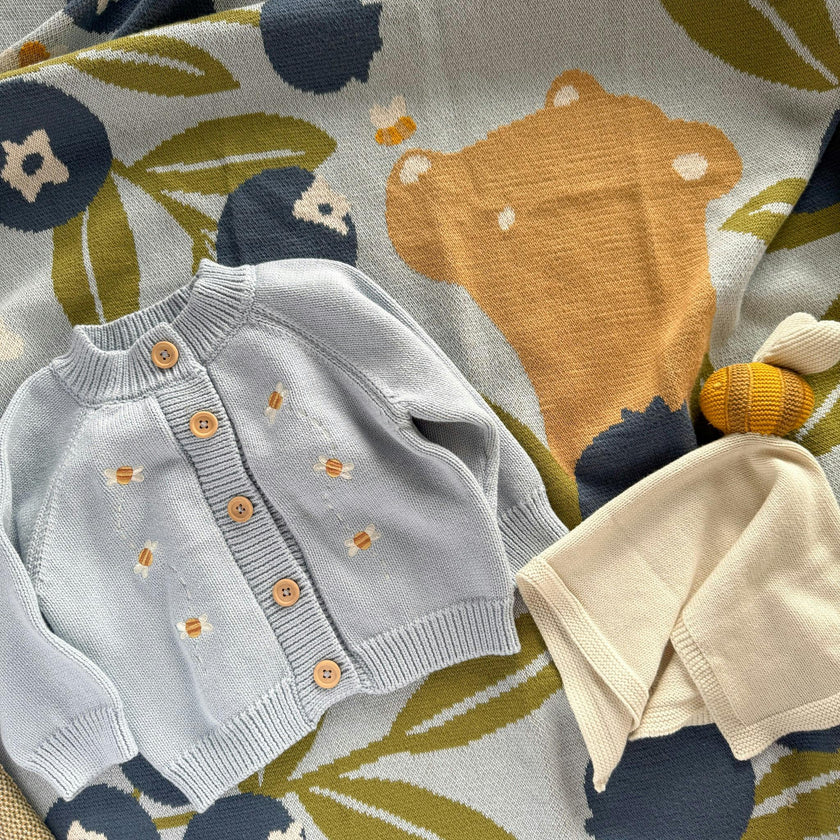 Set Blueberry Blanket Bee Lovey