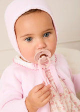 Lace Detail Bonnet in Baby Pink (0-9mths)