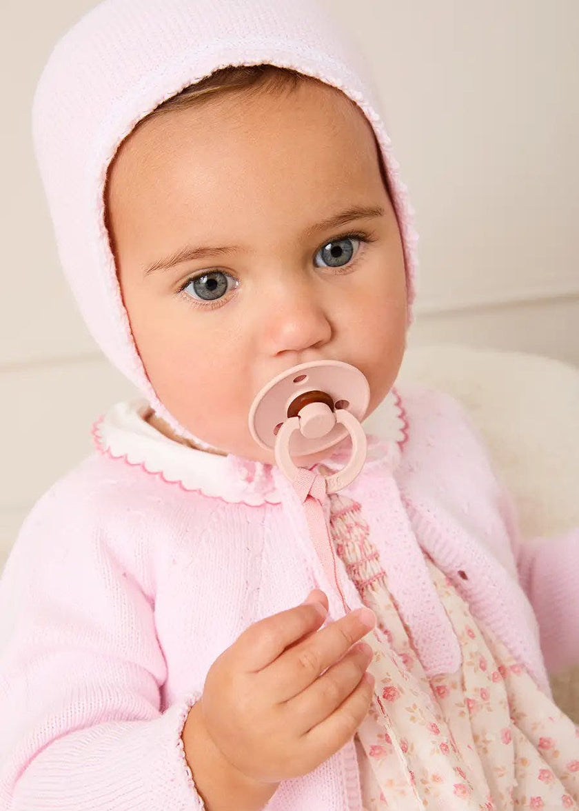 Lace Detail Bonnet in Baby Pink (0-9mths)