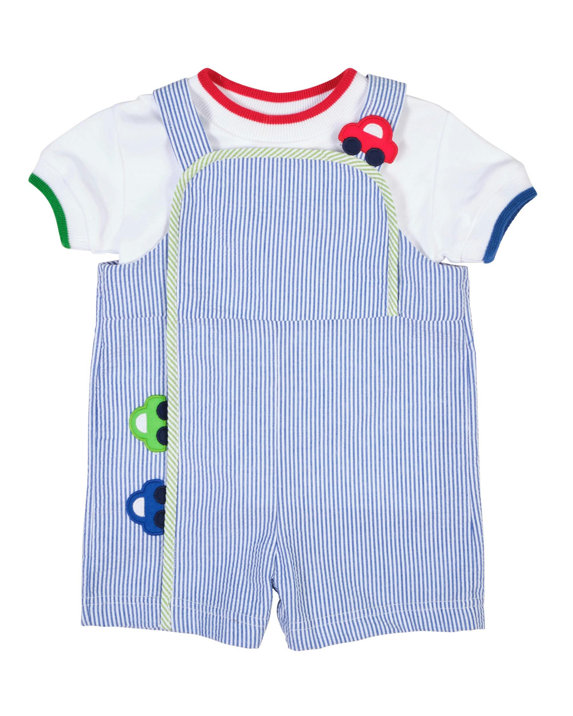 Seersucker Shortall With Cars