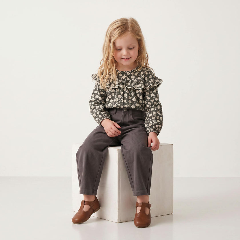 Organic Twill Barrel Pants - Charcoal