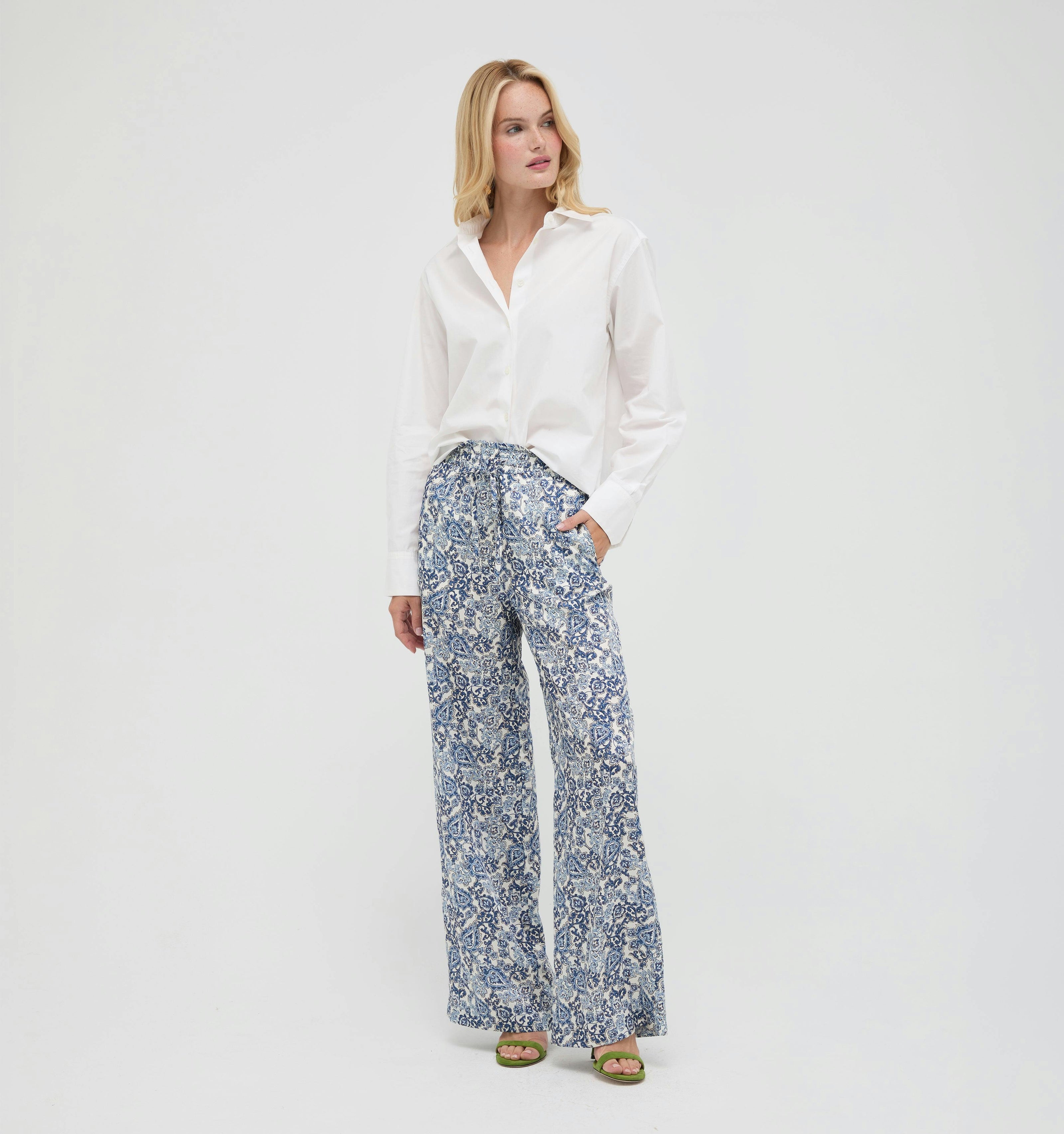 The Maxime Pant -  Chedworth Paisley Blue