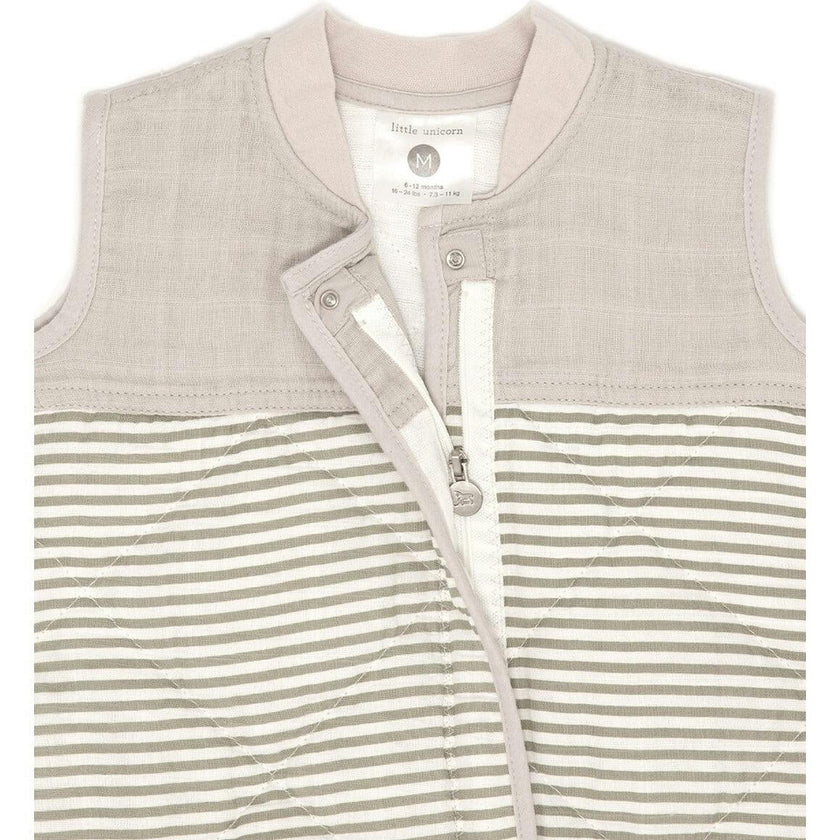 Cotton Muslin Quilted Sleep Bag - Grey Stripe
