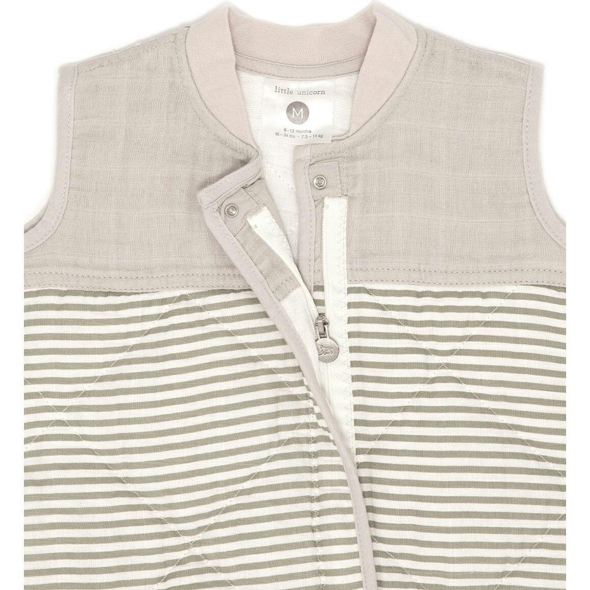 Cotton Muslin Quilted Sleep Bag - Grey Stripe