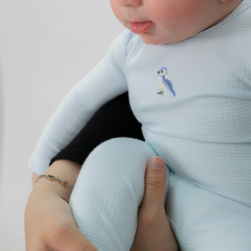 Checkered Applique Onesie Blue