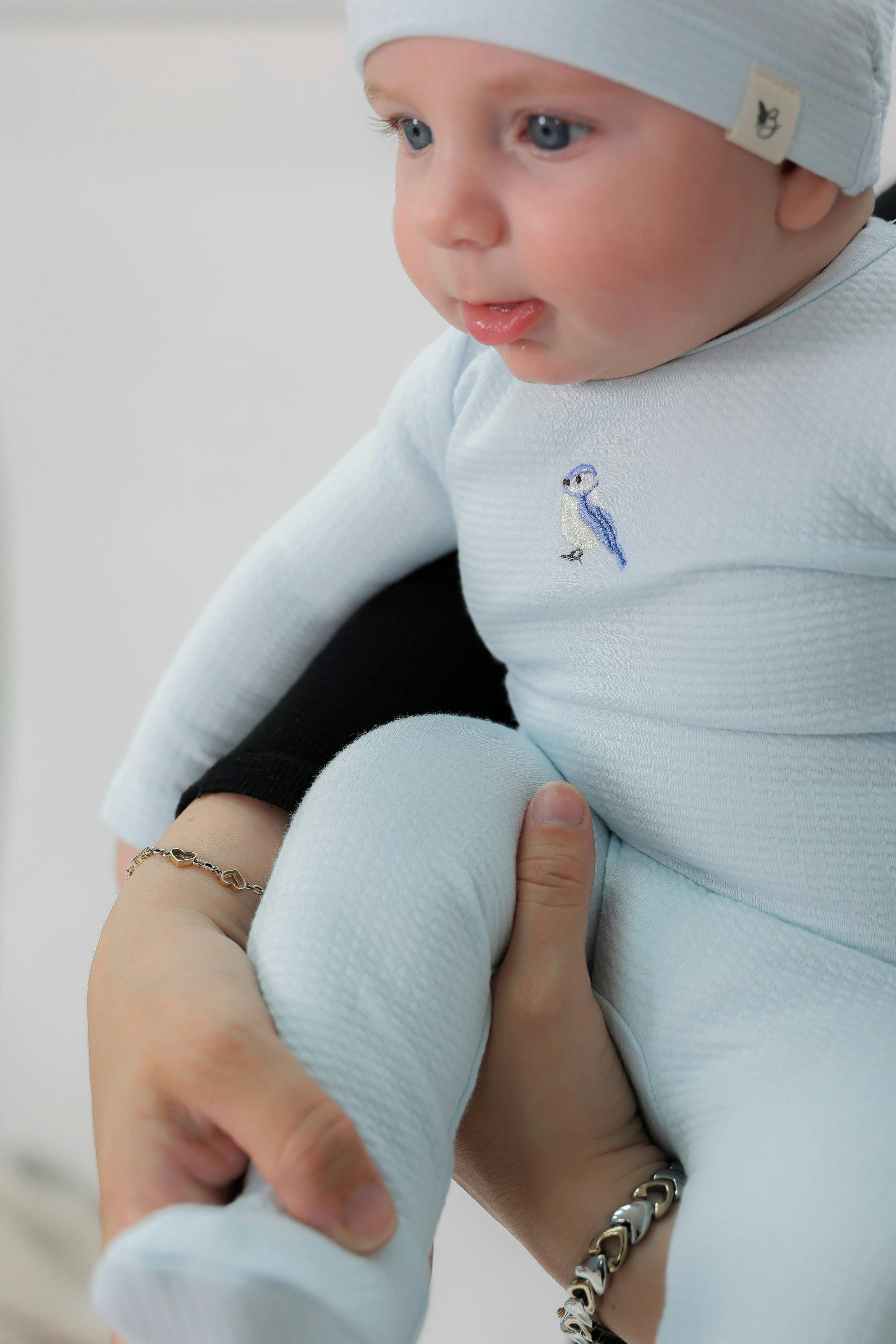 Checkered Applique Onesie Blue