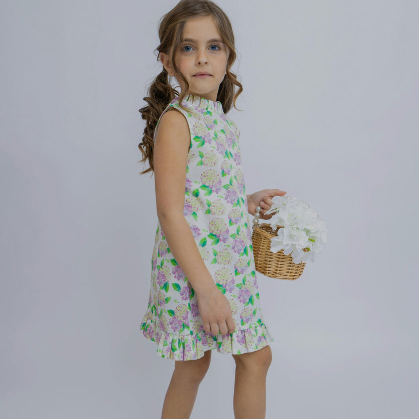 Hydrangeas Shift Dress with Back Bow