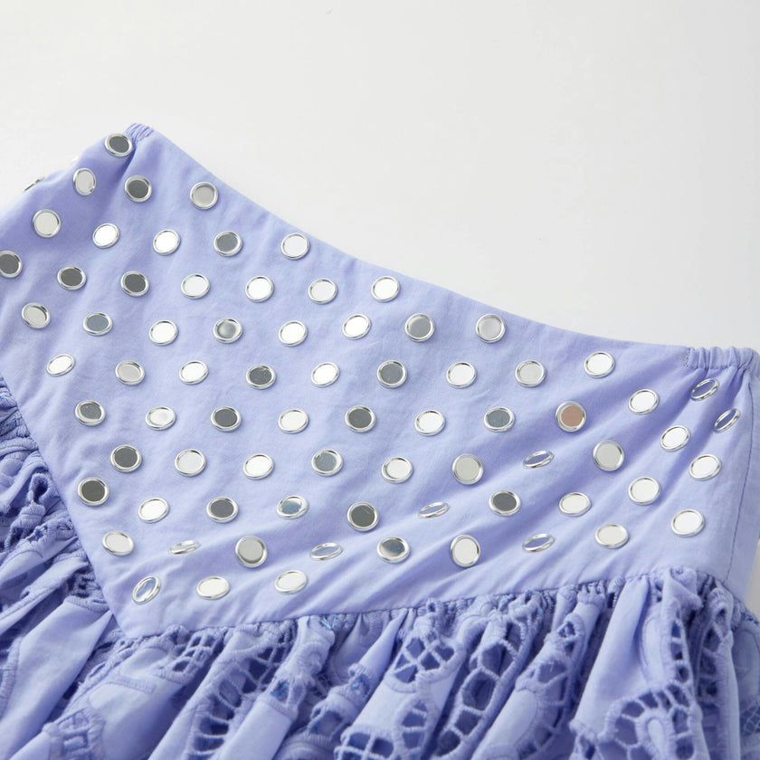 Luciana Embroidered Bubble Mini Skirt