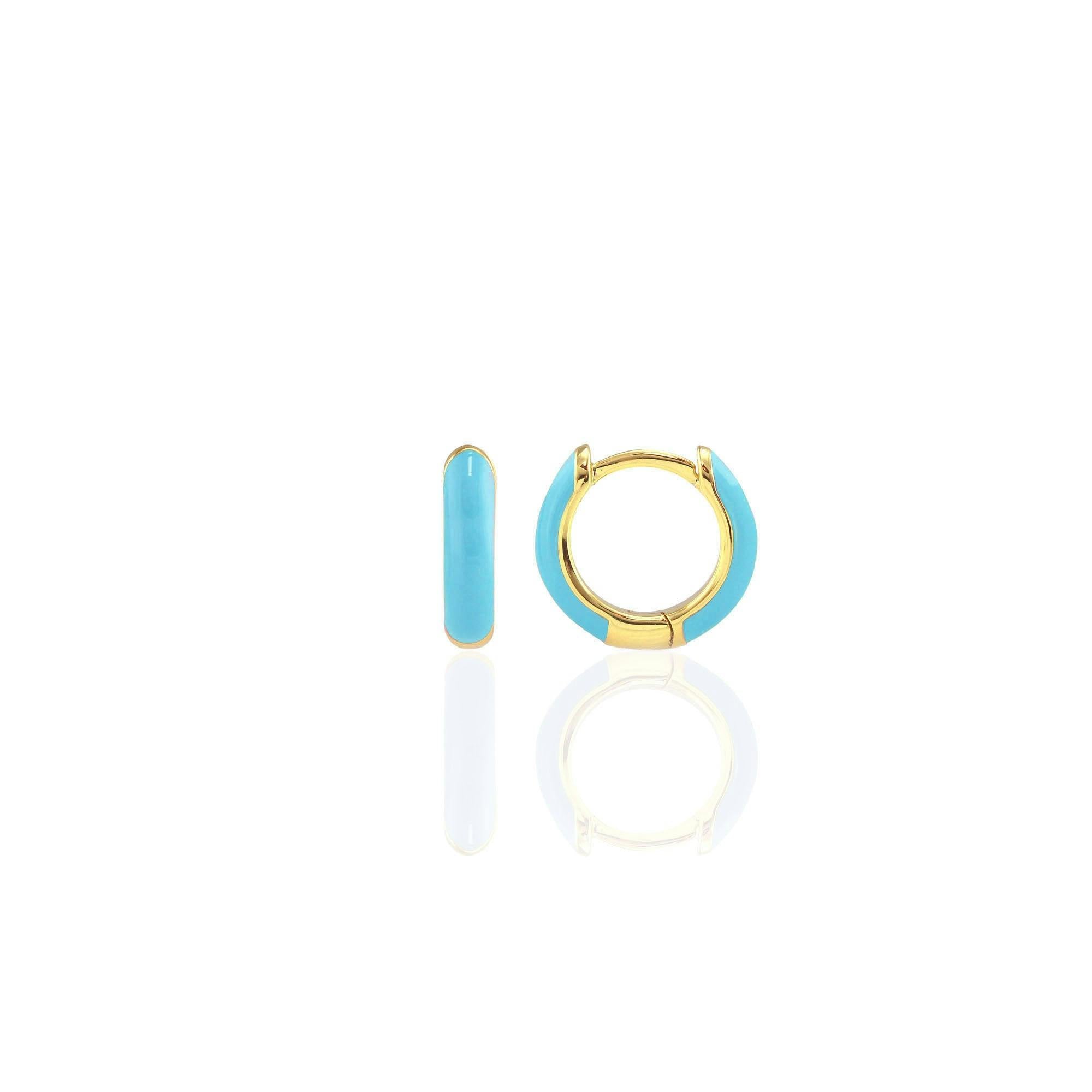 Enamel Huggie Hoop Earrings