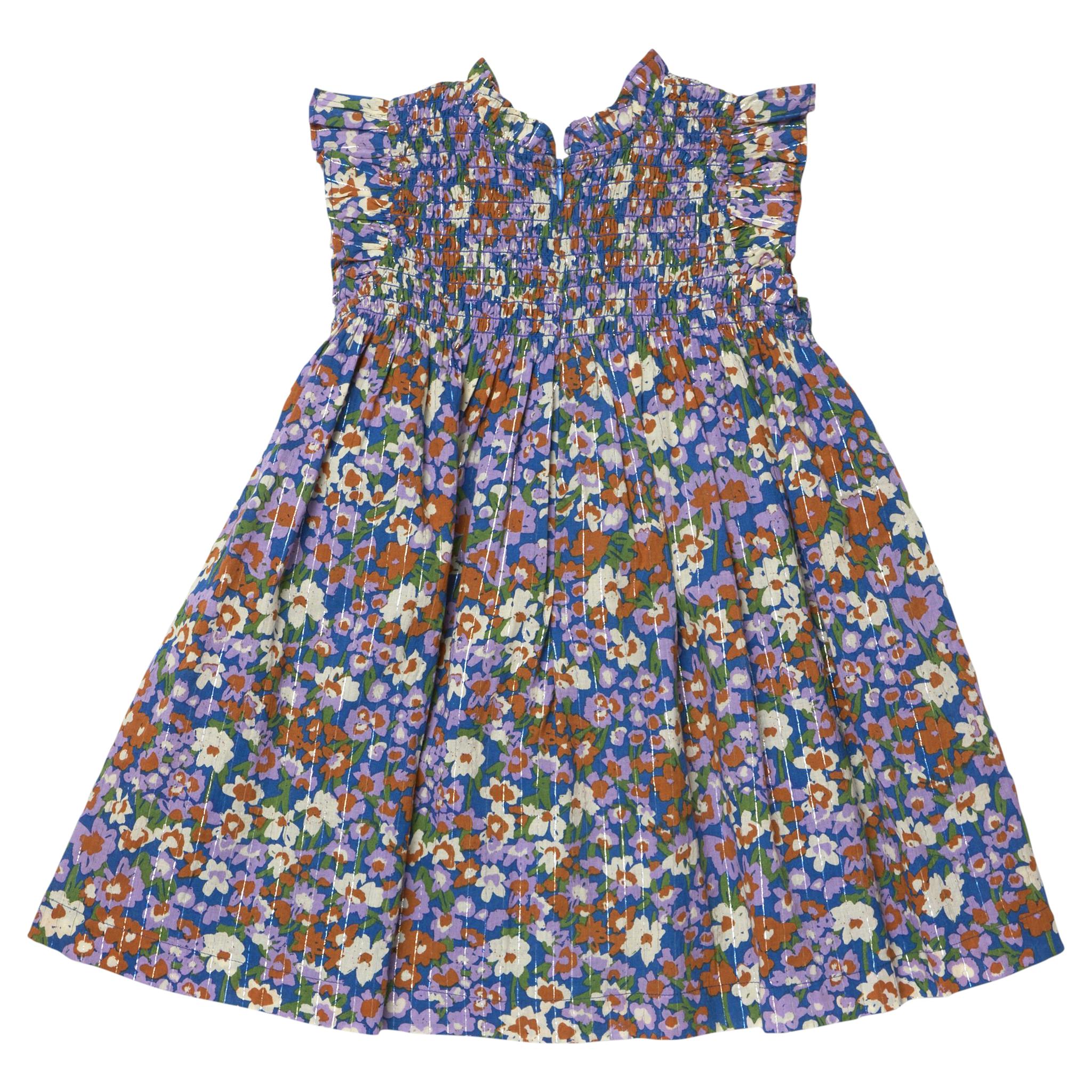 Girls Stevie Dress - True Blue Sketched Floral
