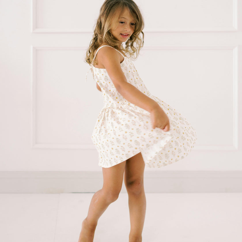 Hikari Pintuck Dress |Golden Blossom
