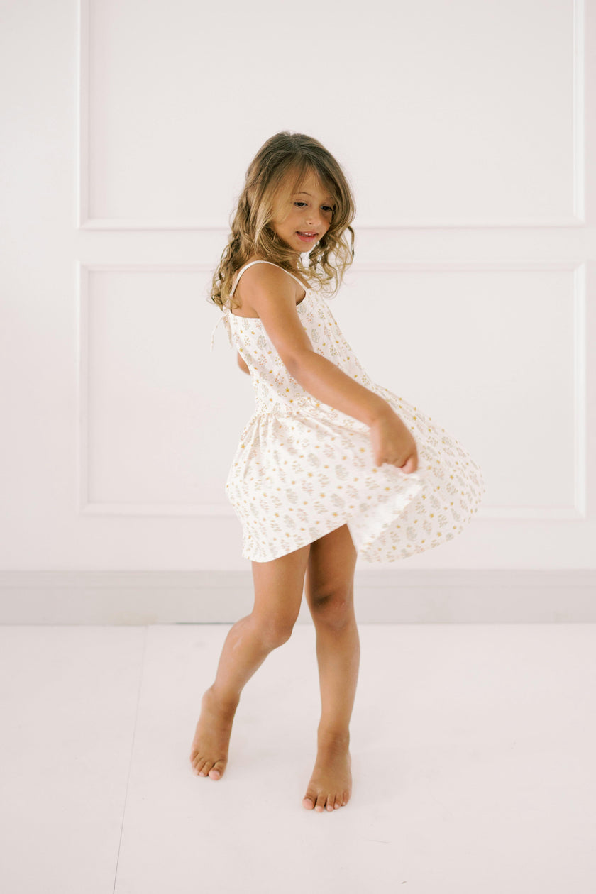 Hikari Pintuck Dress |Golden Blossom