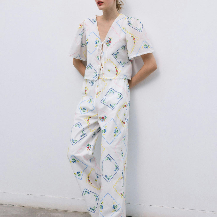 Jacinthe Woman Shirt Multicolor Embroidery