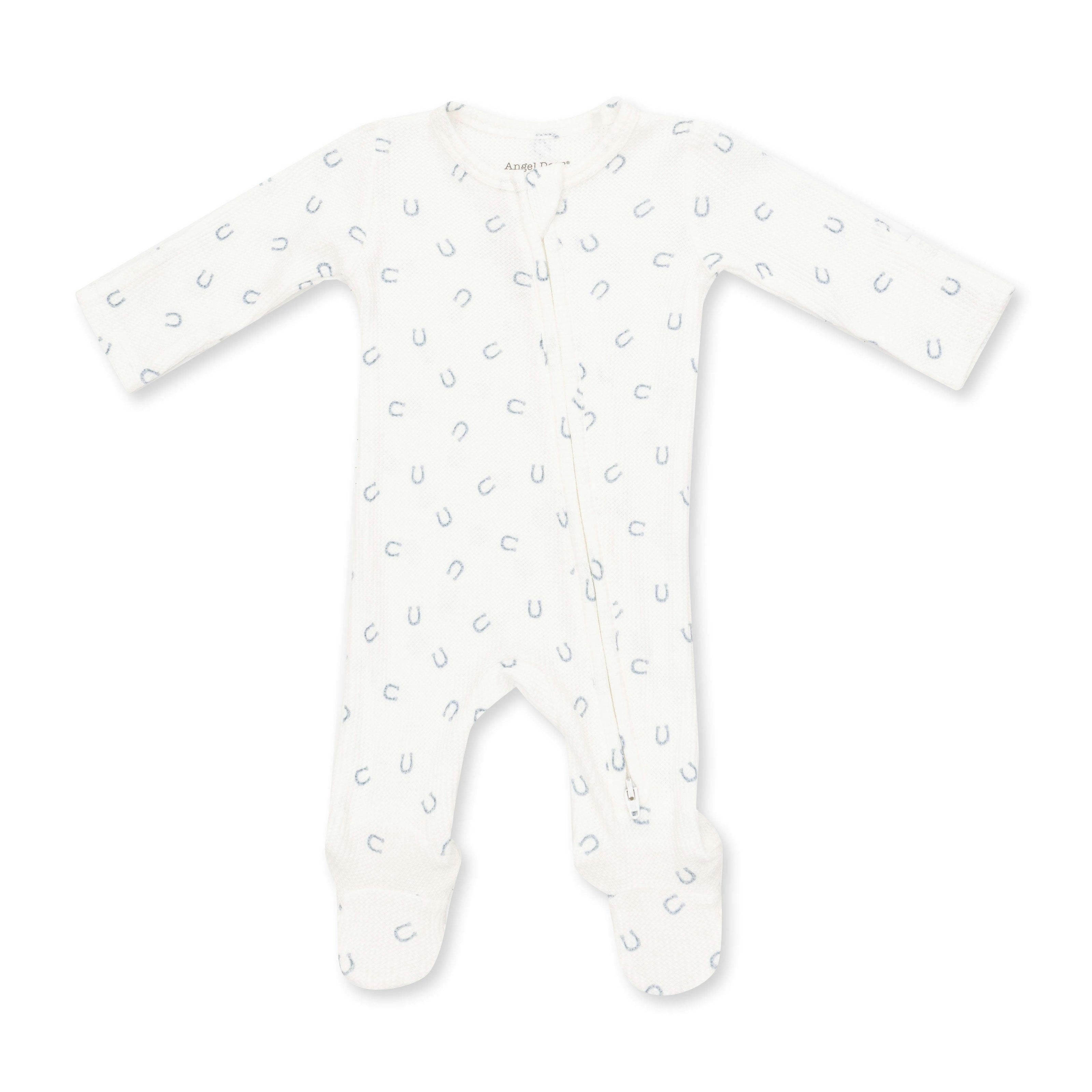 Little Horseshoes Blue - 2 Way Zipper Footie